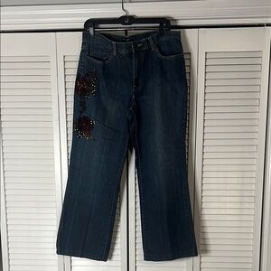 New York & Company Blue Flare Wide Leg Jeans